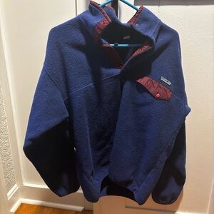 Patagonia Synchilla Fleece Snap T in Blue and Burgundy